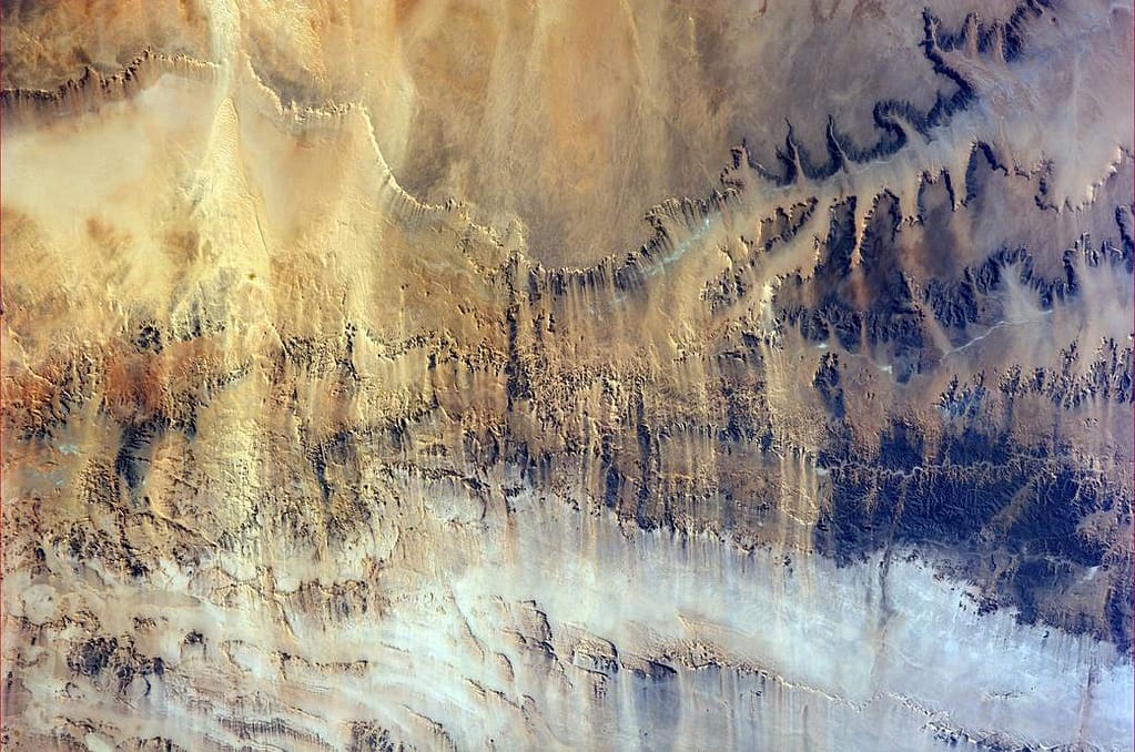 Windswept Valleys in Northern Africa captured from the ISS. Credit: Alexander Gerst/ESA/NASA