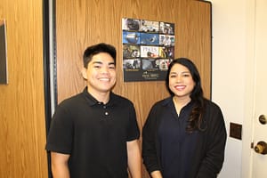 Akamai Interns Joshua Tokunaga (left) and Jaynine Parico at the PISCES office in Hilo.