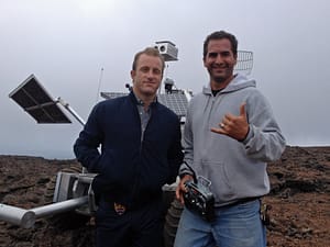 Hawaii 5-0 actor Scott Caan (L) posing with PISCES Project Mgr. Rodrigo Romo in front of the Rover.  