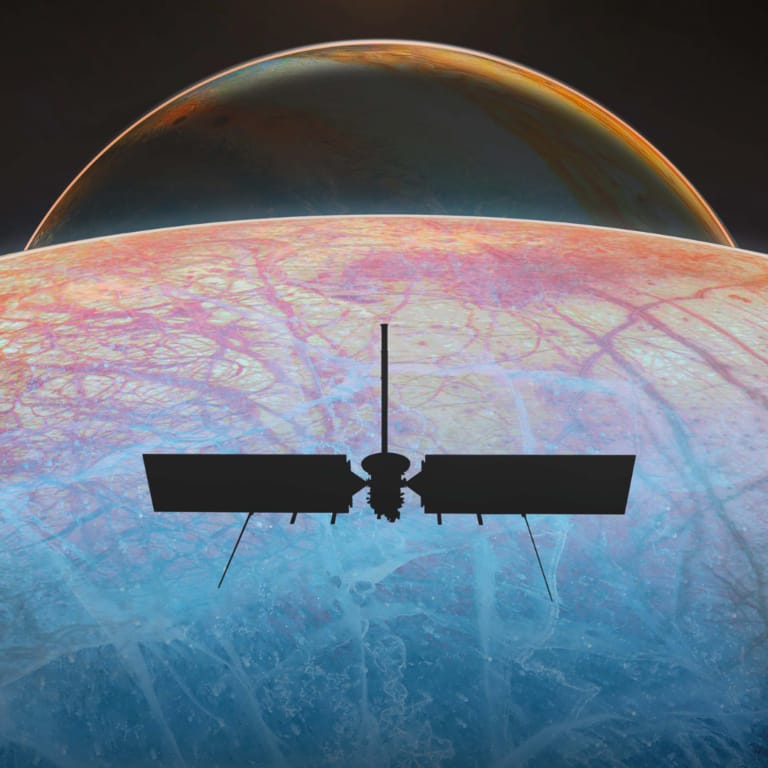 NASA's Europa Clipper spacecraft orbiting Europa