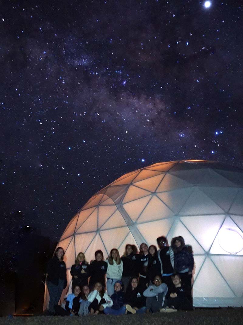 stars students under starry sky at hi-seas habitat on Mauna Loa